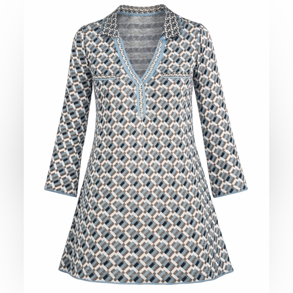 Zara Knit Sweater Dress M A Line Long Sleeve Tunic Gray V Neck